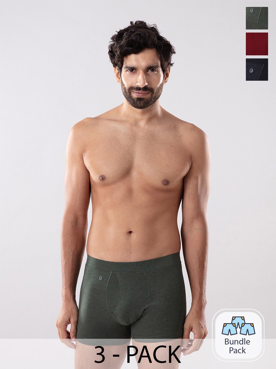 

Gloot Pack Of 3 Cotton Anti Odor Trunks 19159956-1-19159940-1-19159870-1, Olive