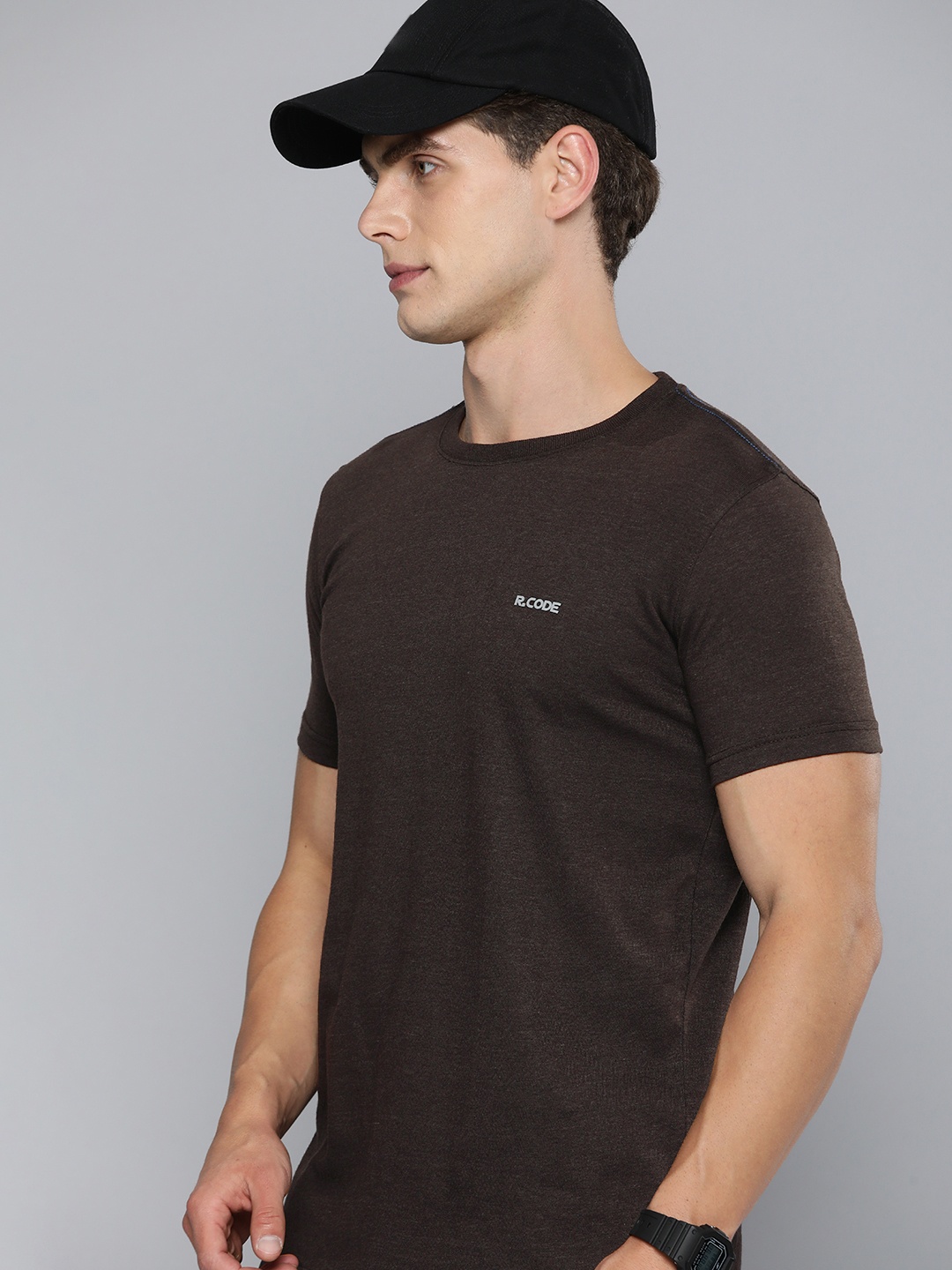 

R.Code by The Roadster Life Co. Men Solid T-shirt, Brown