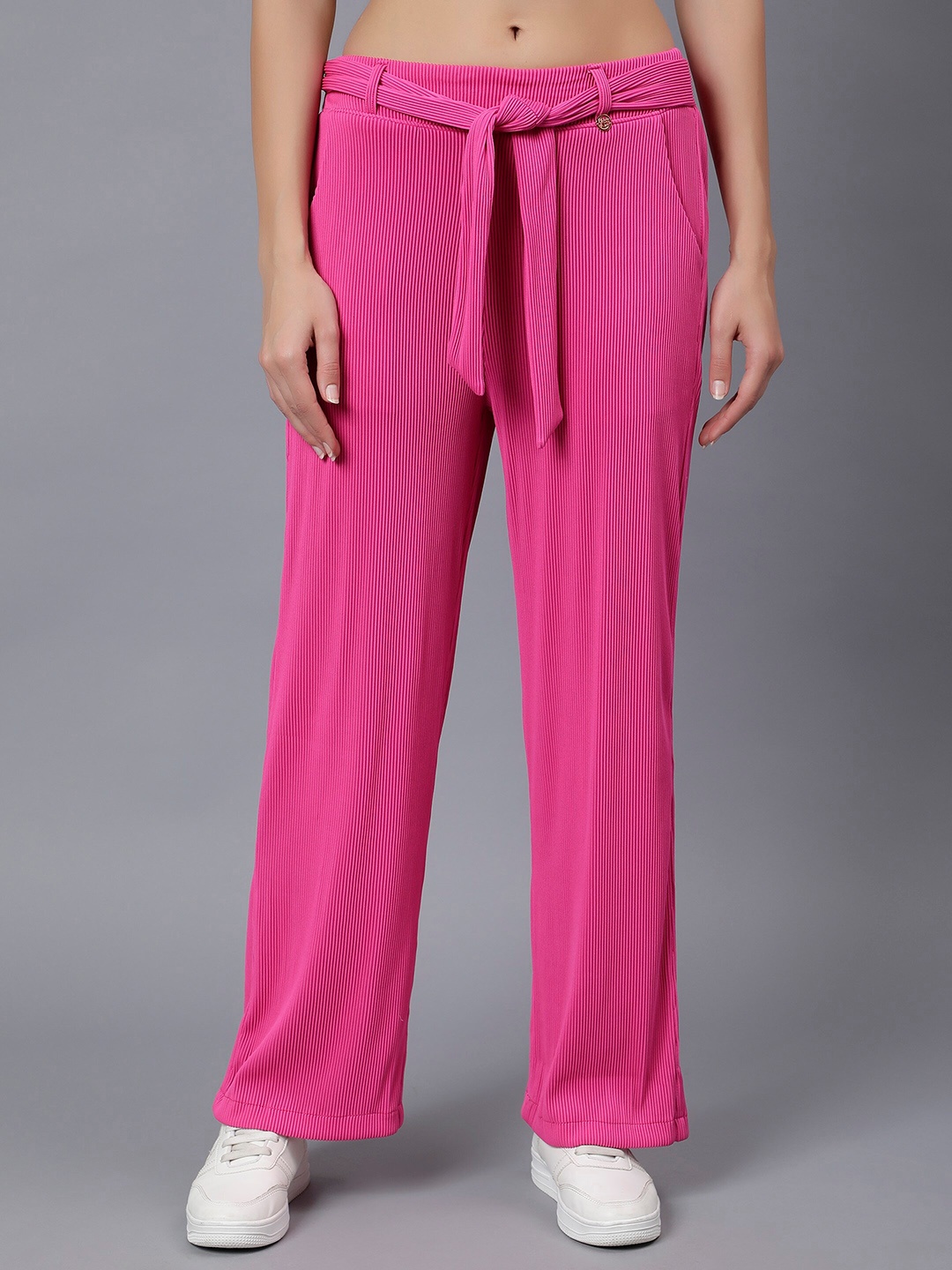 

Steele Women Striped Parallel Pure Cotton Trouser, Pink