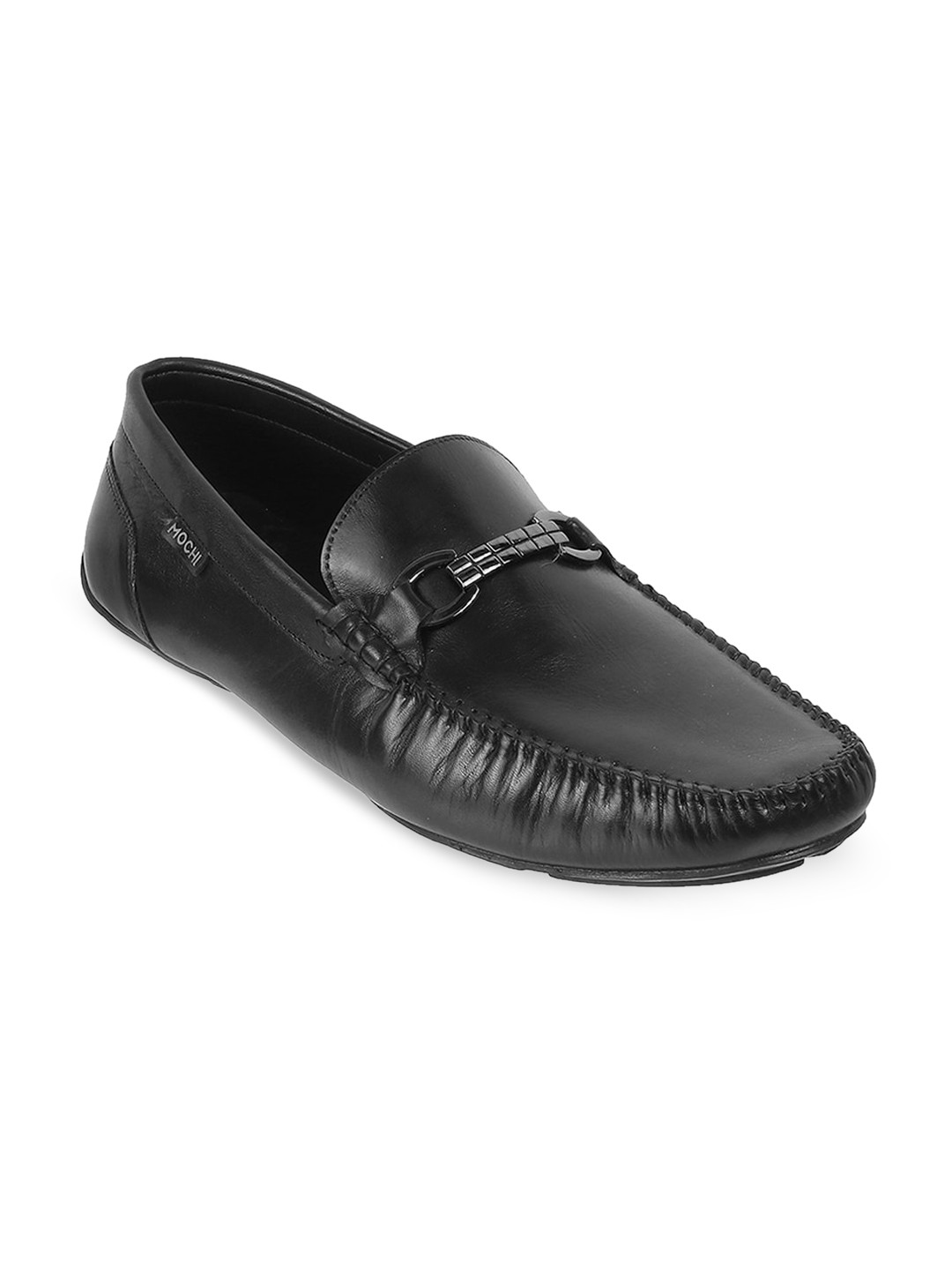 

Mochi Men Leather Comfort Insole Slip-On Loafers, Black