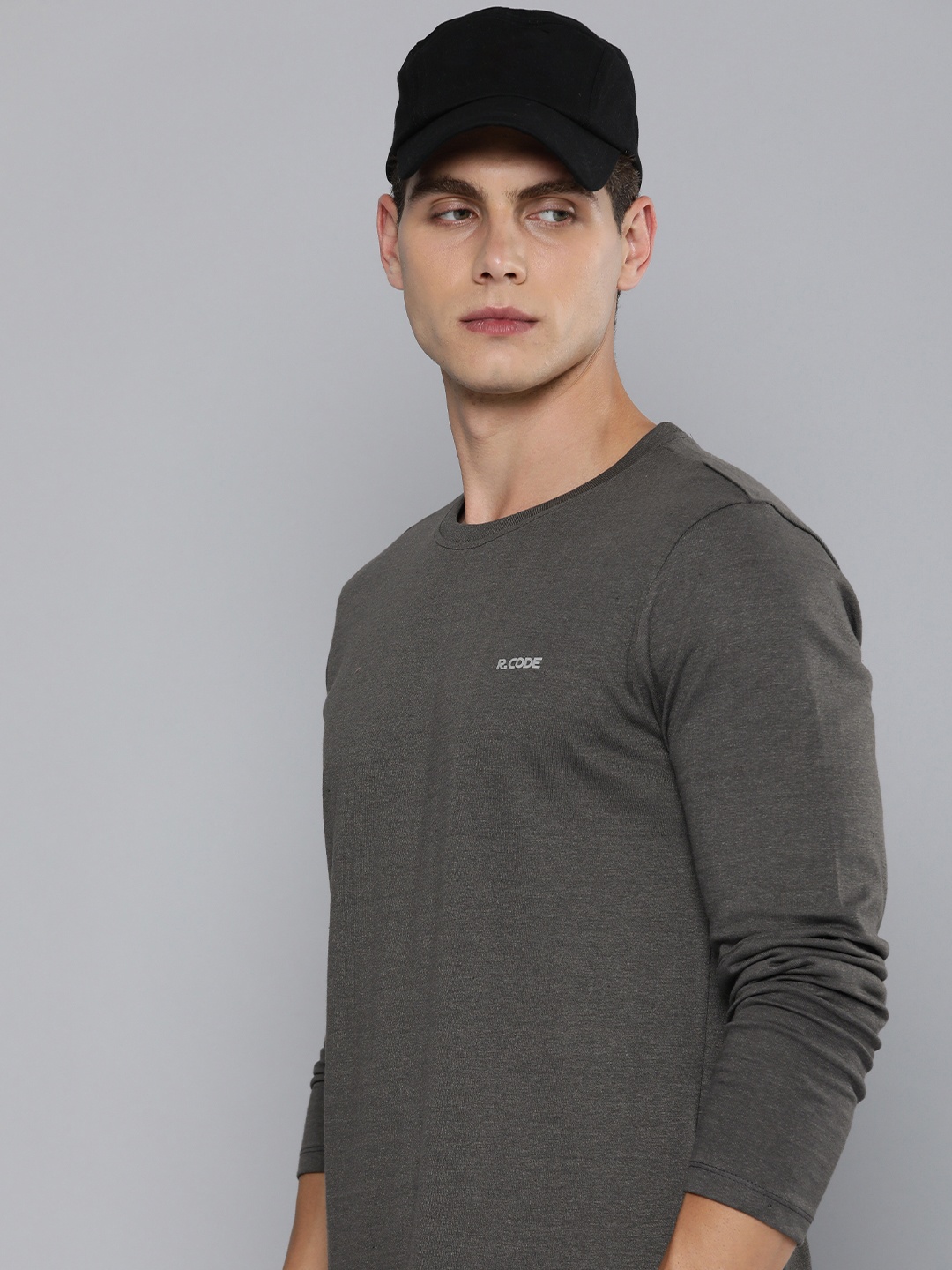 

R.Code by The Roadster Life Co. Men Solid T-shirt, Grey