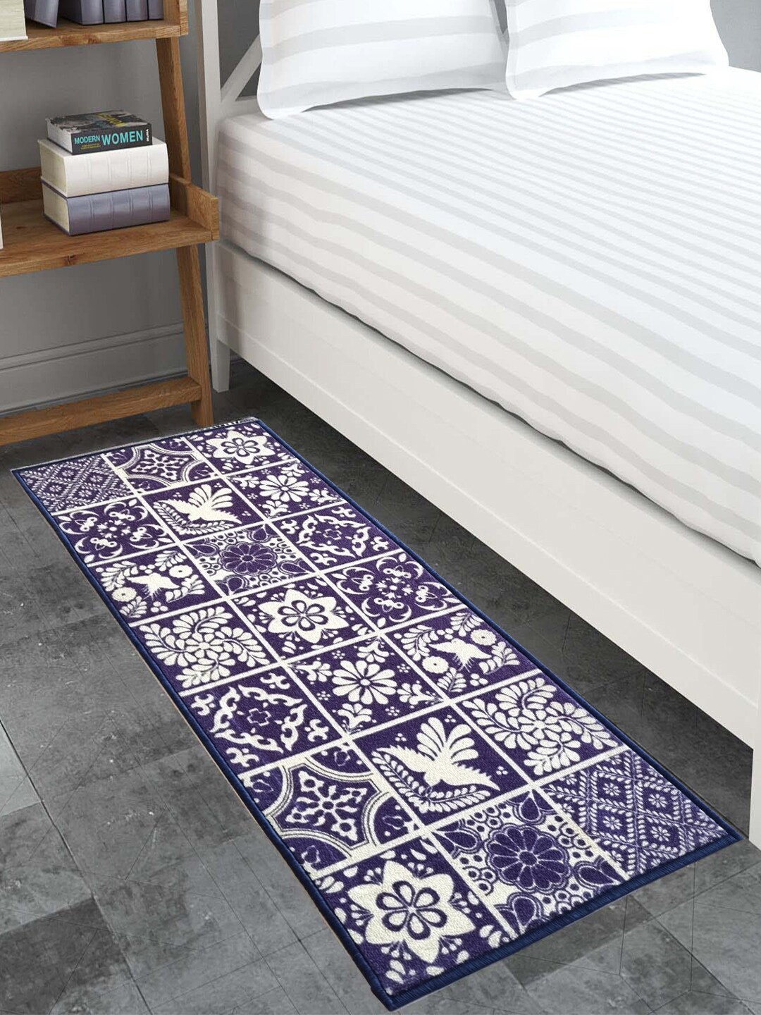 

Matz and More Navy Blue & White Ethnic Motifs Anti-Slip 1.2 m x 50 cm Floor Runner