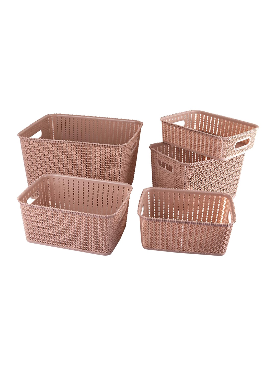 

Cello Style Knit 5 Pieces Beige Plastic Storage Container Without Lid
