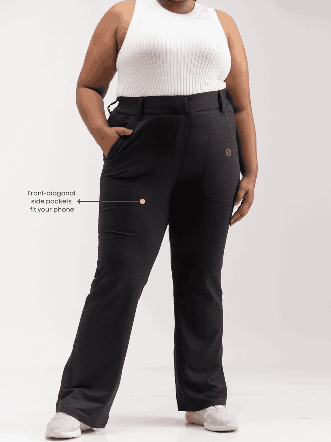 

SPIRIT ANIMAL Women Plus Size Wide Leg Fit Mid-Rise Track Pant, Black