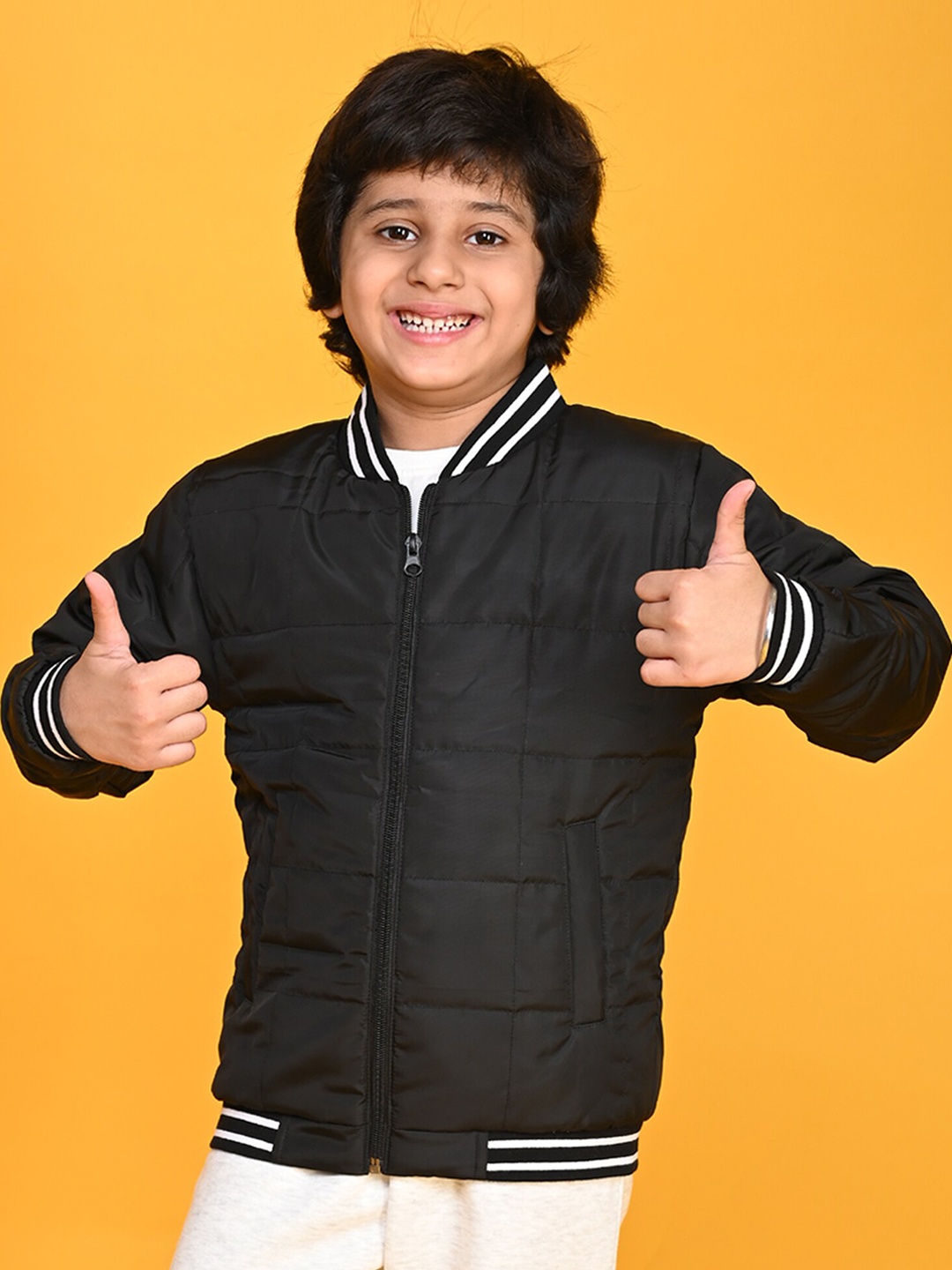 

Anthrilo Boys Mandarin Collar Long Sleeves Bomber Jacket, Black
