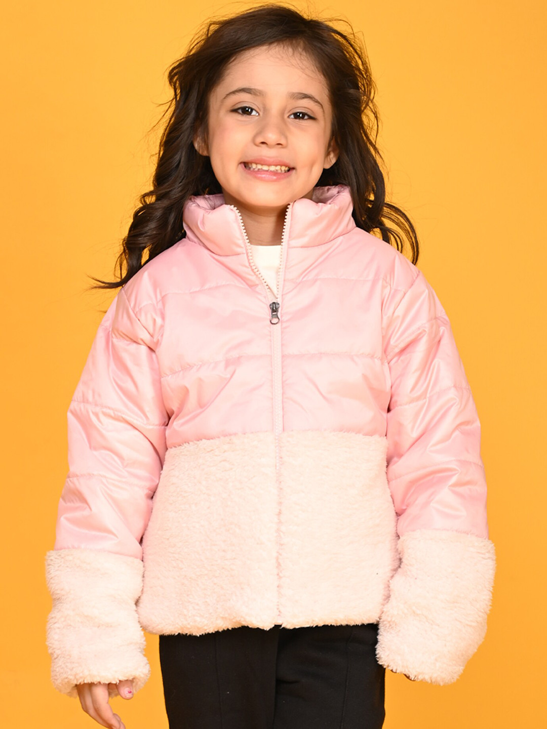 

Anthrilo Girls Mock Collar Long Sleeves Puffer Jacket, Pink