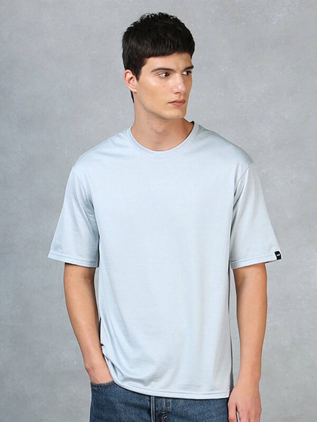

Bewakoof Round Neck Cotton Oversized T-shirt, Blue