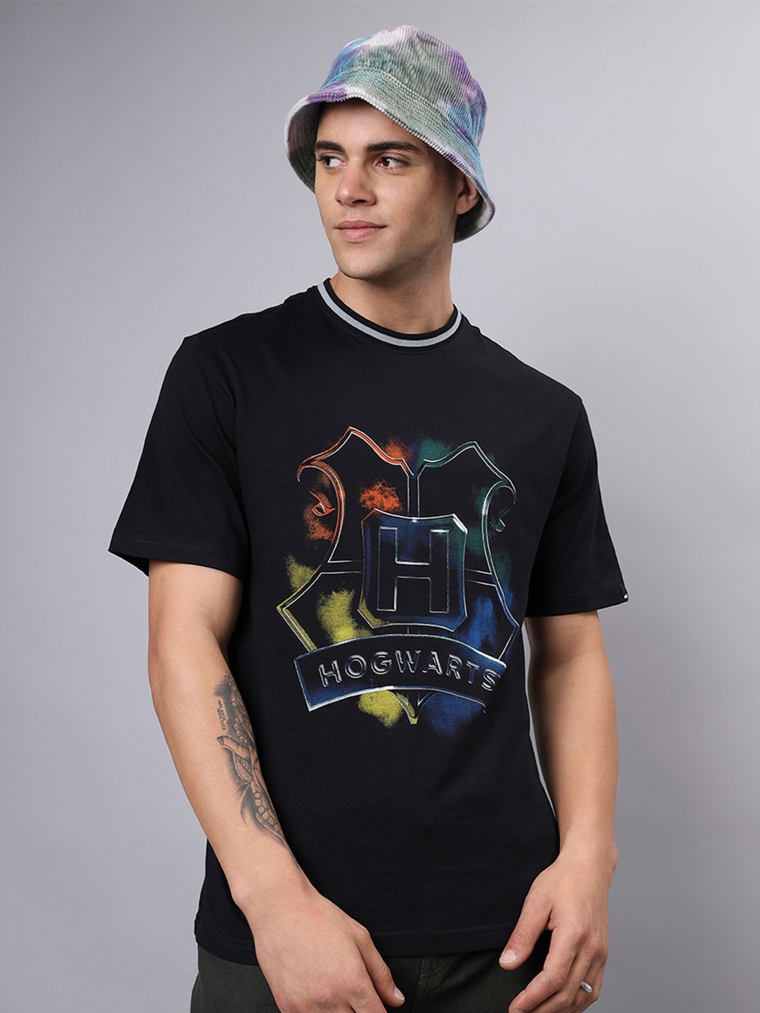 

Bewakoof Black Harry Potter Printed Cotton Oversized T-shirt