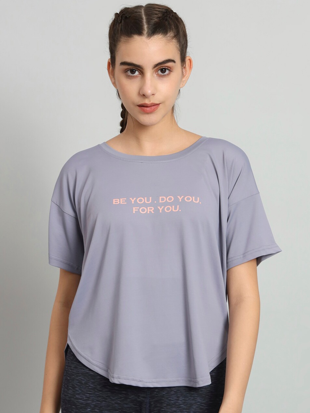 

MKH Typography Printed Drop-Shoulder Sleeves Dri-FIT T-shirt, Grey