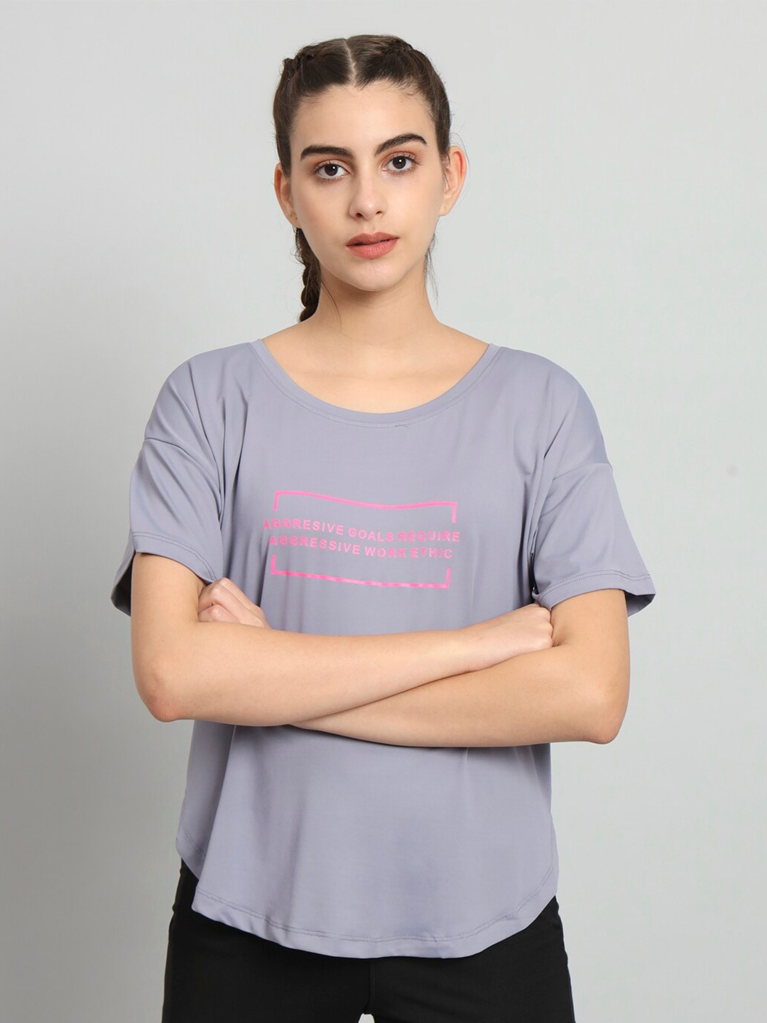 

MKH Typography Printed Relaxed Fit Dri-Fit T-shirt, Grey