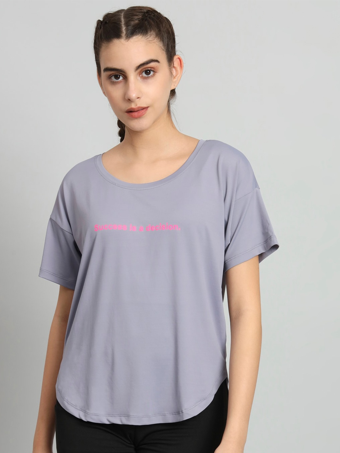 

MKH Typography Printed Relaxed Fit Dri-Fit T-shirt, Grey