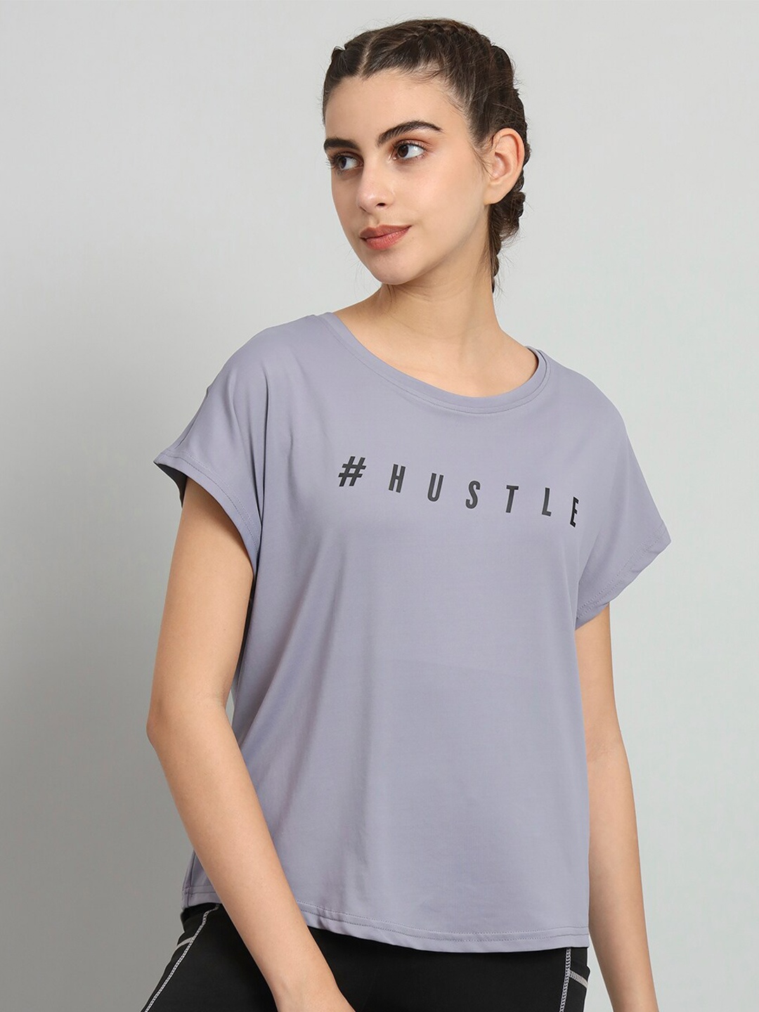 MKH Typography Printed Relaxed Fit Dri-Fit T-shirt, Grey