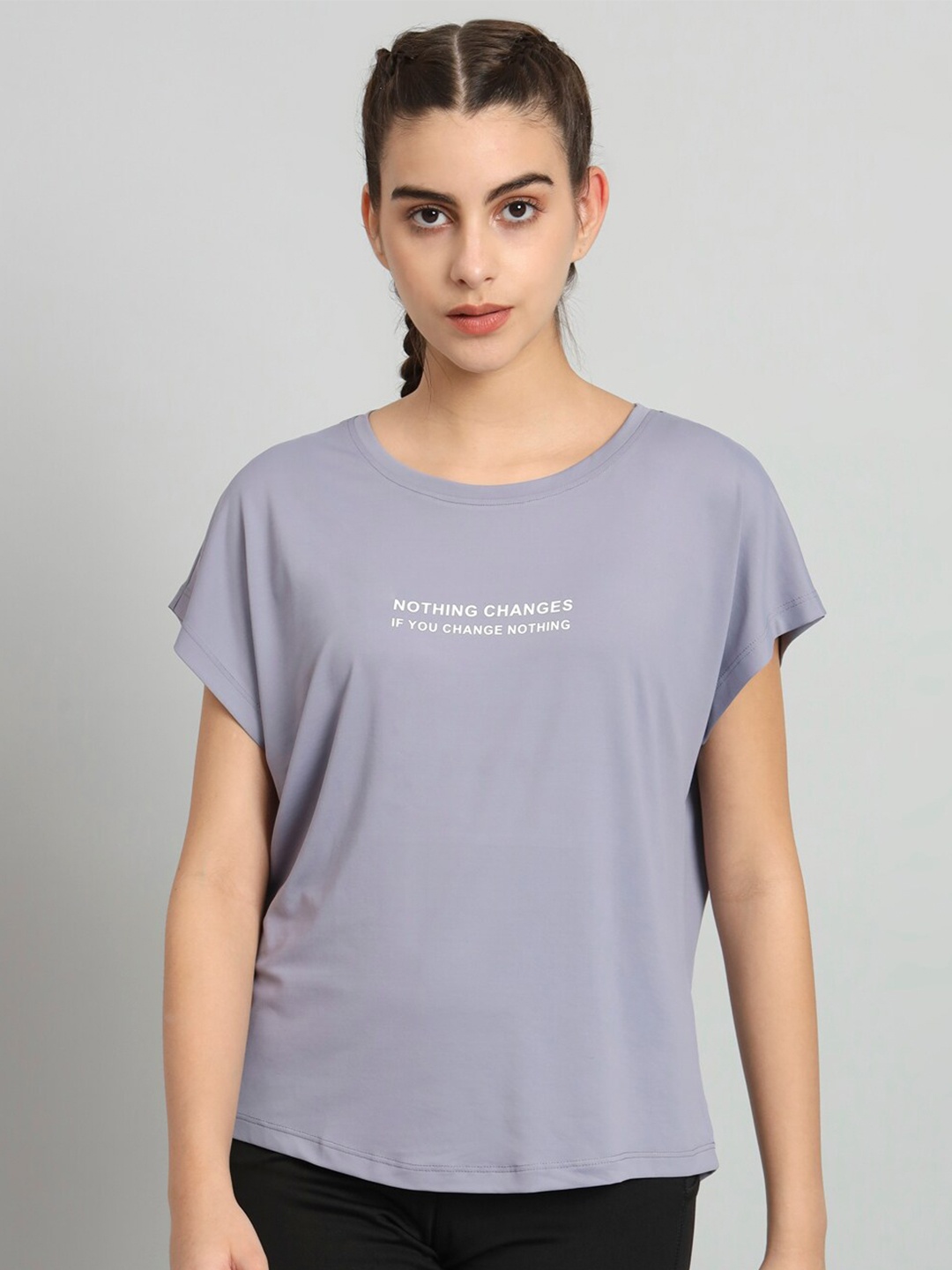 

MKH Typography Printed Relaxed Fit Dri-Fit T-shirt, Grey