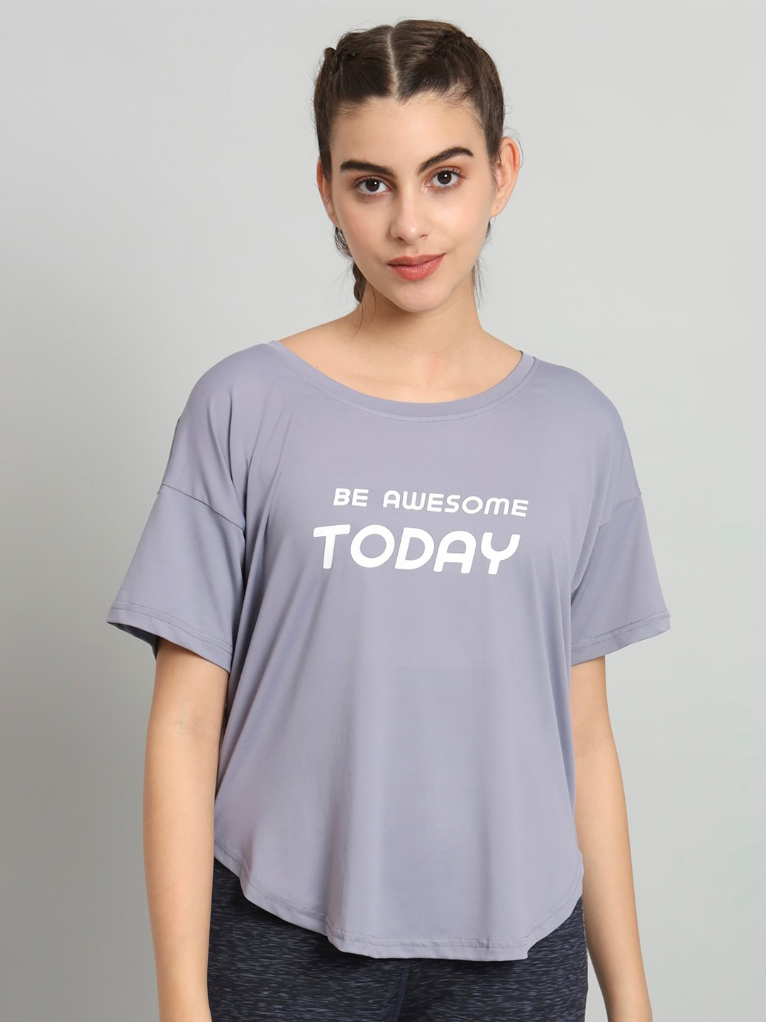 

MKH Typography Printed Relaxed Fit Dri-Fit T-shirt, Grey