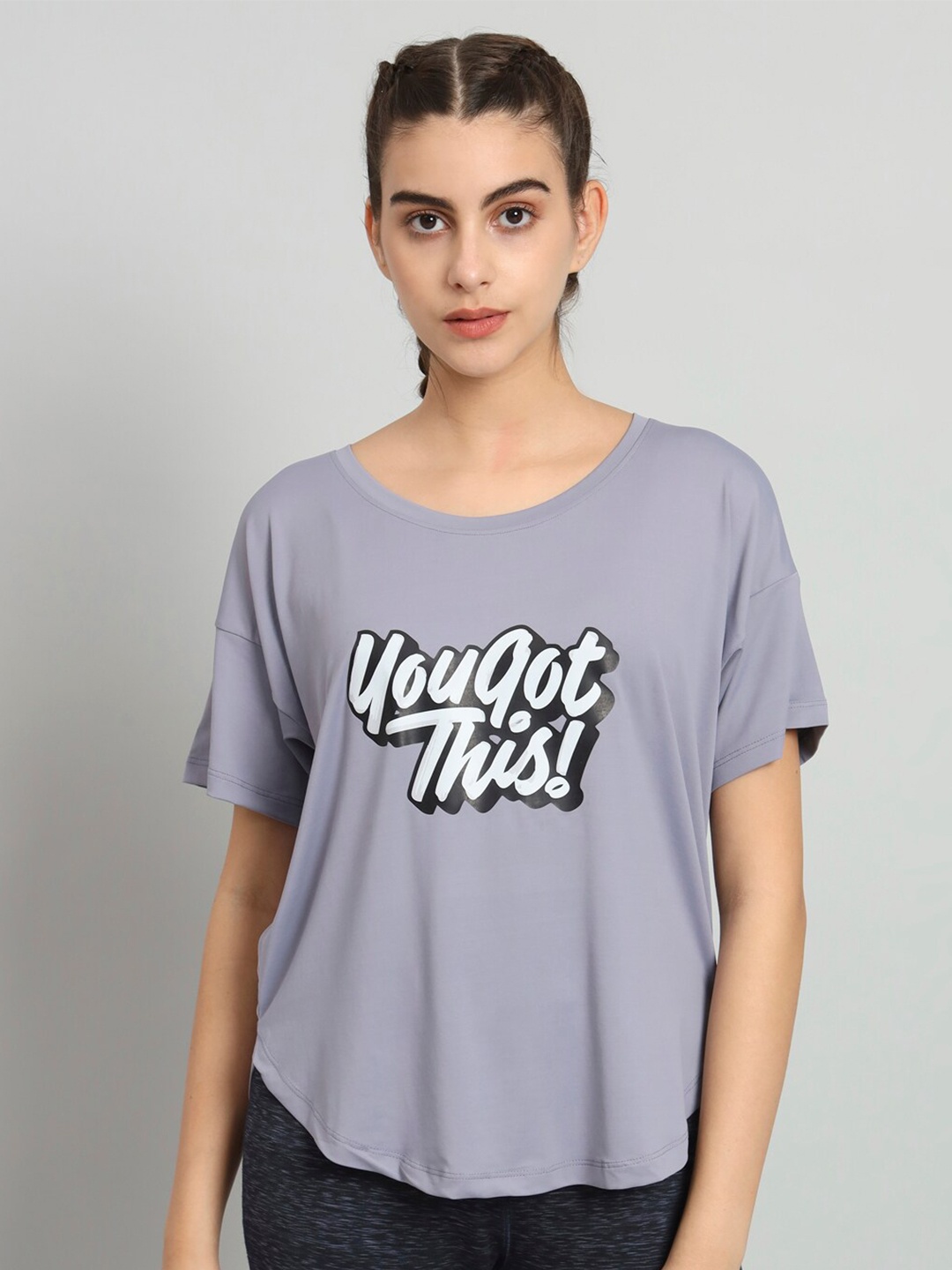 

MKH Typography Printed Relaxed Fit Dri-Fit T-shirt, Grey