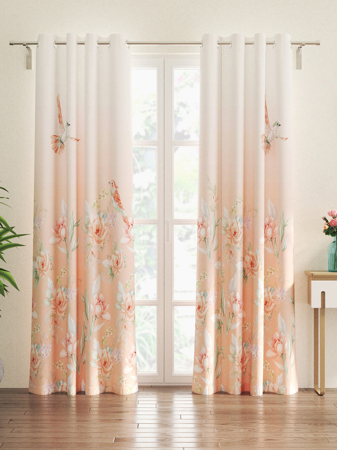 

Home Centre Peach-Coloured 2 Pieces Printed Door Curtains