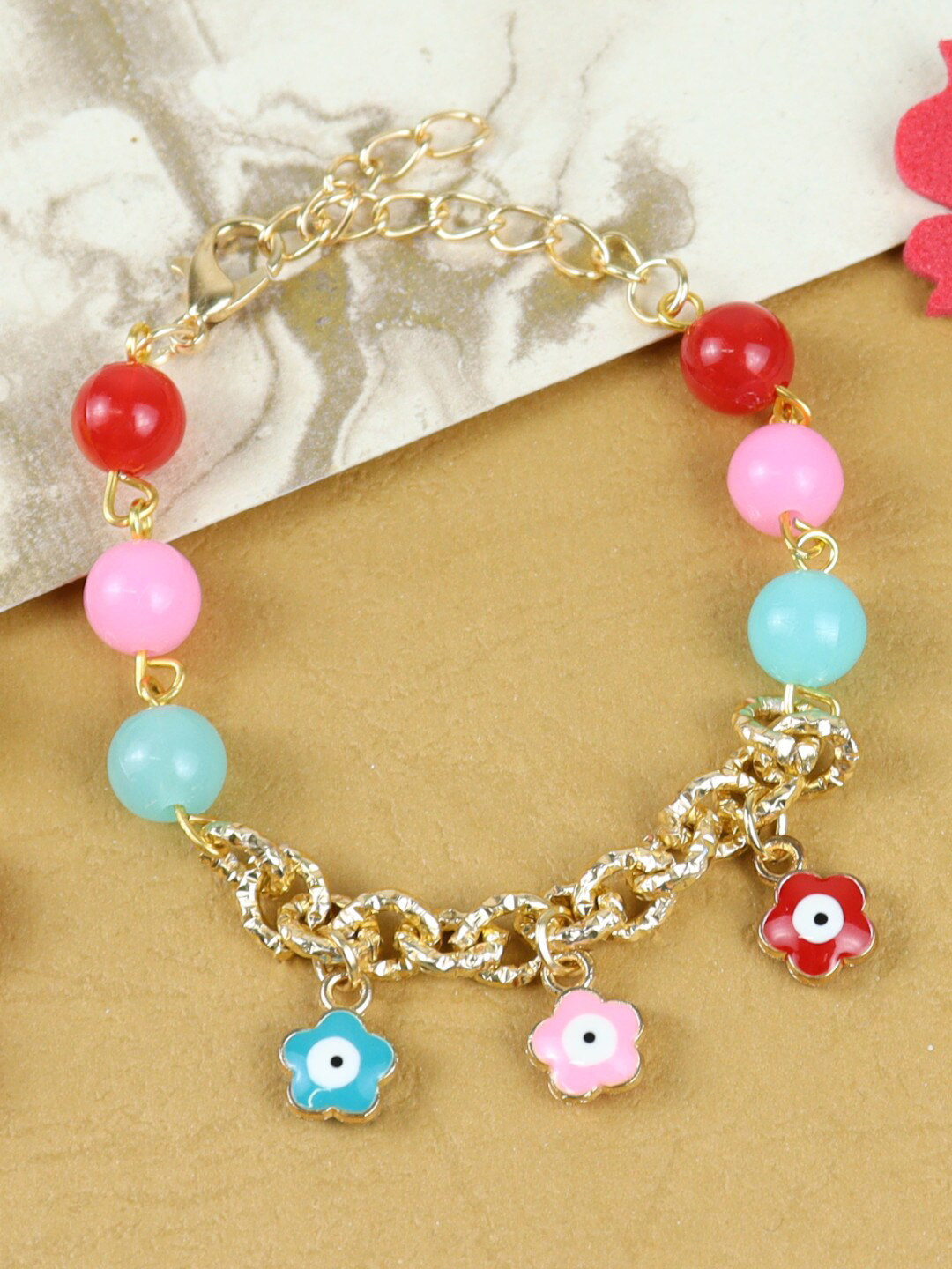 

Asthetika Kids Girls Beaded Charm Bracelet, Gold