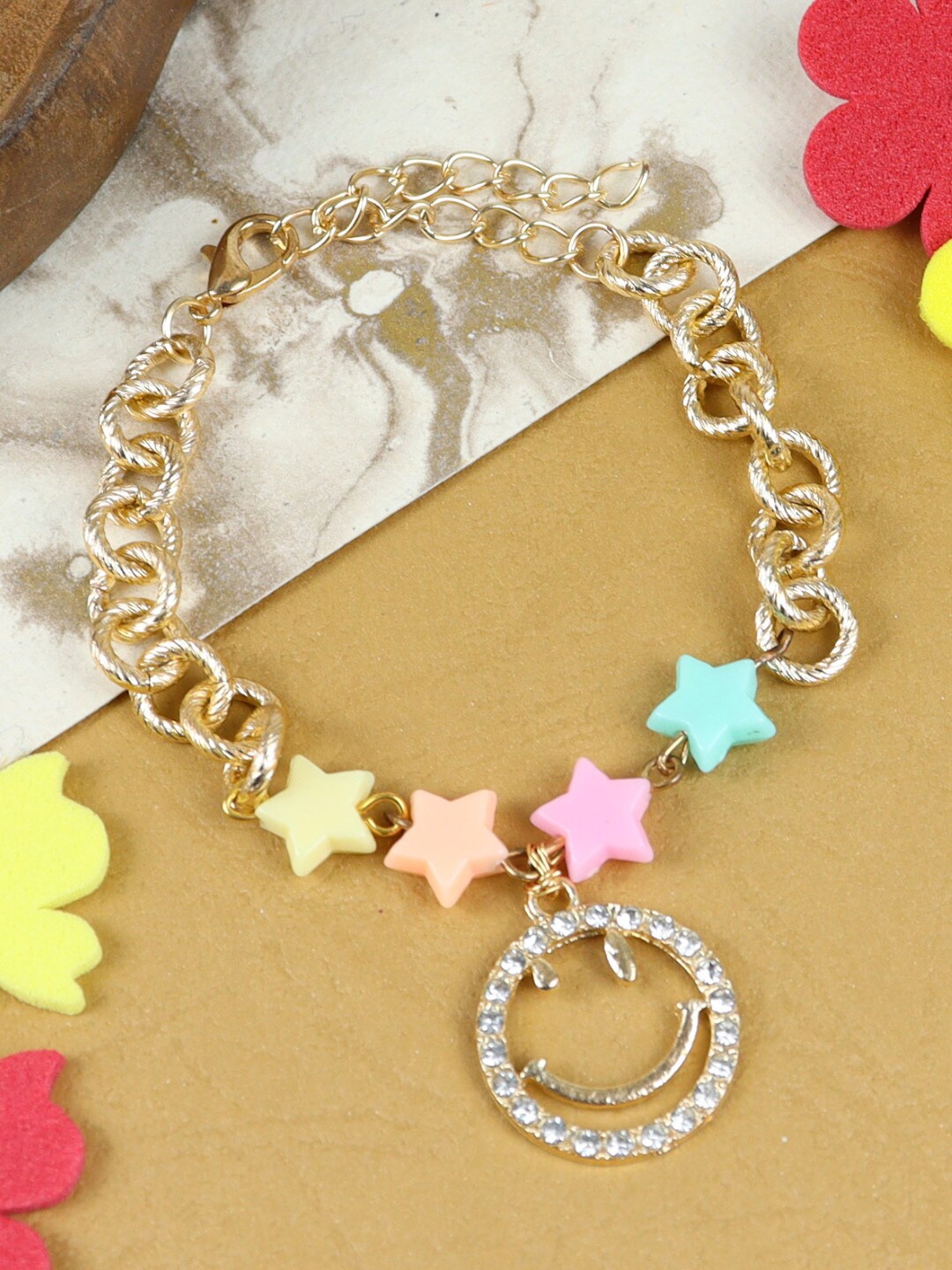 

Asthetika Kids Girls Studded Charm Bracelet, Gold