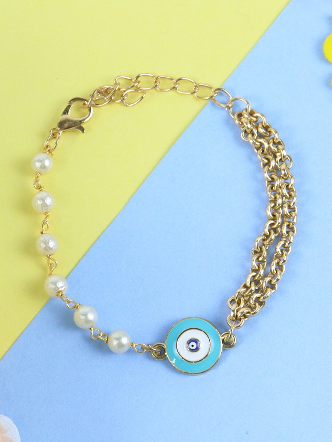 

Asthetika Kids Girls Artificial Beads-Beaded Link Bracelet, Gold