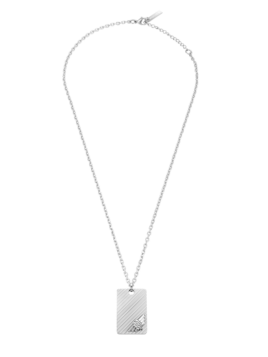 

Police Men Stainless Steel Crystal Studded Necklace, Silver