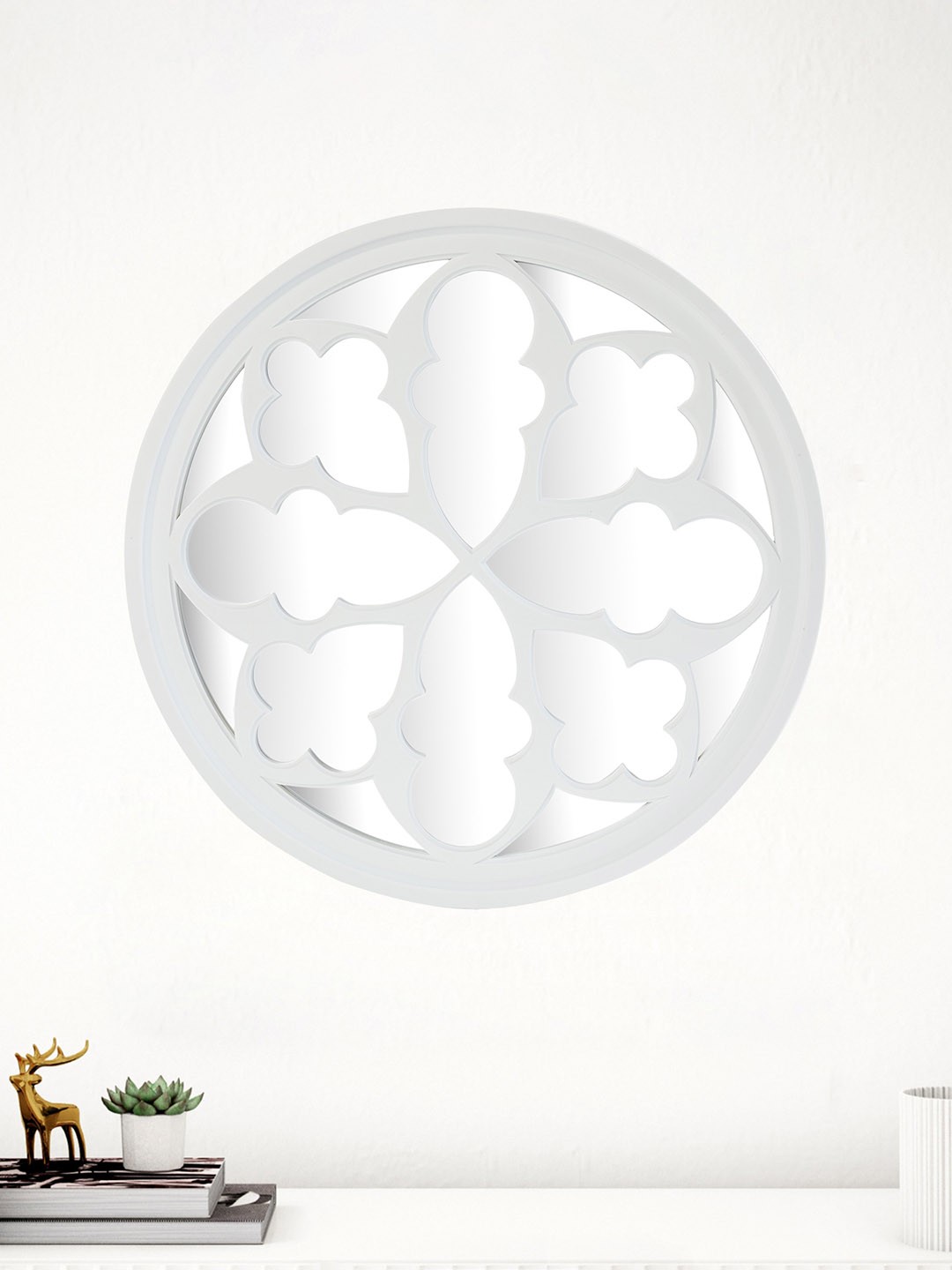 

Home Centre Reflection Classic White Round Decorative Wall Mirror