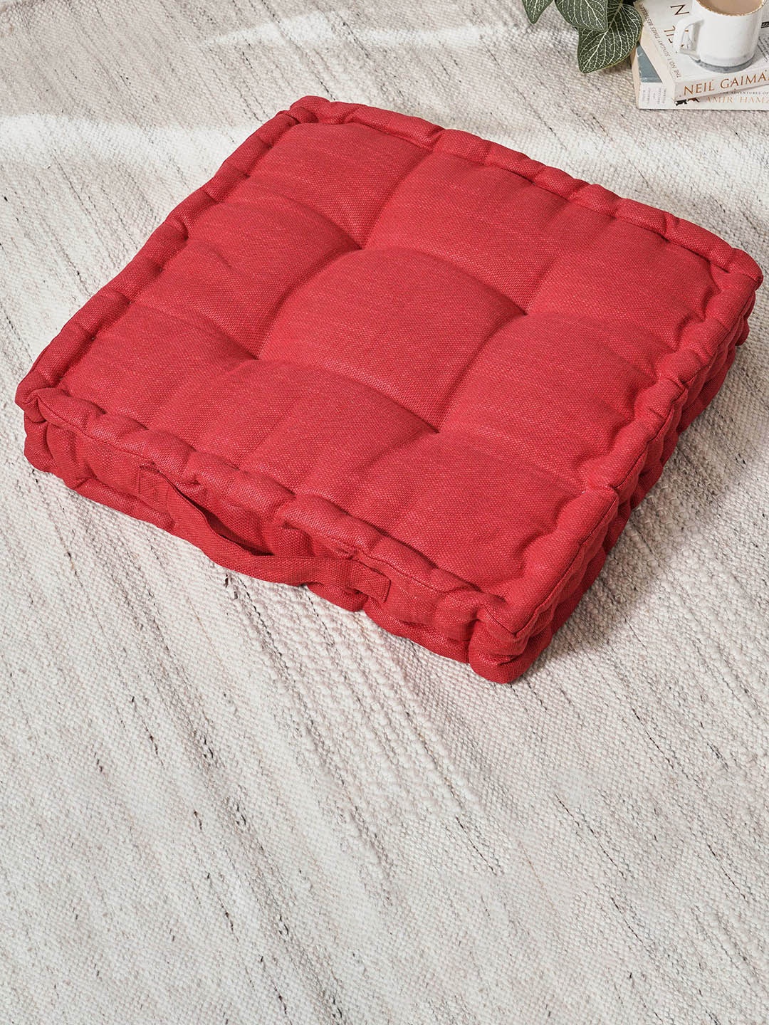 

Home Centre Red Solid Cotton Corsica Kinsley Square Floor Cushions