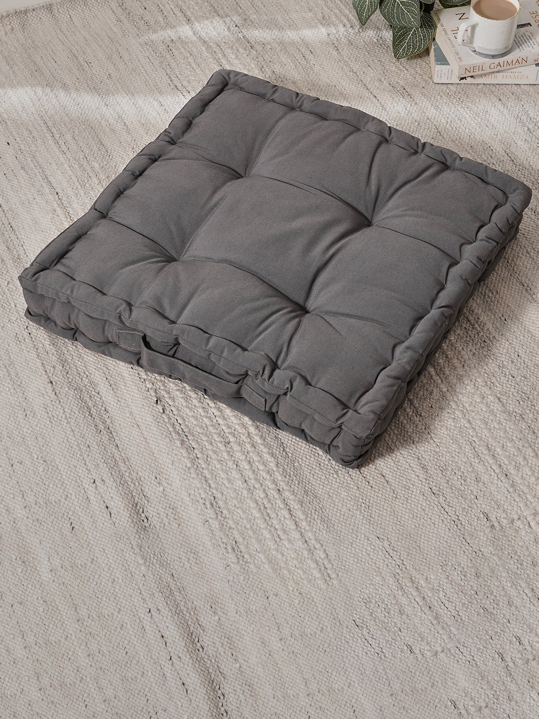 

Home Centre Grey Solid Cotton Corsica Kinsley Square Floor Cushion