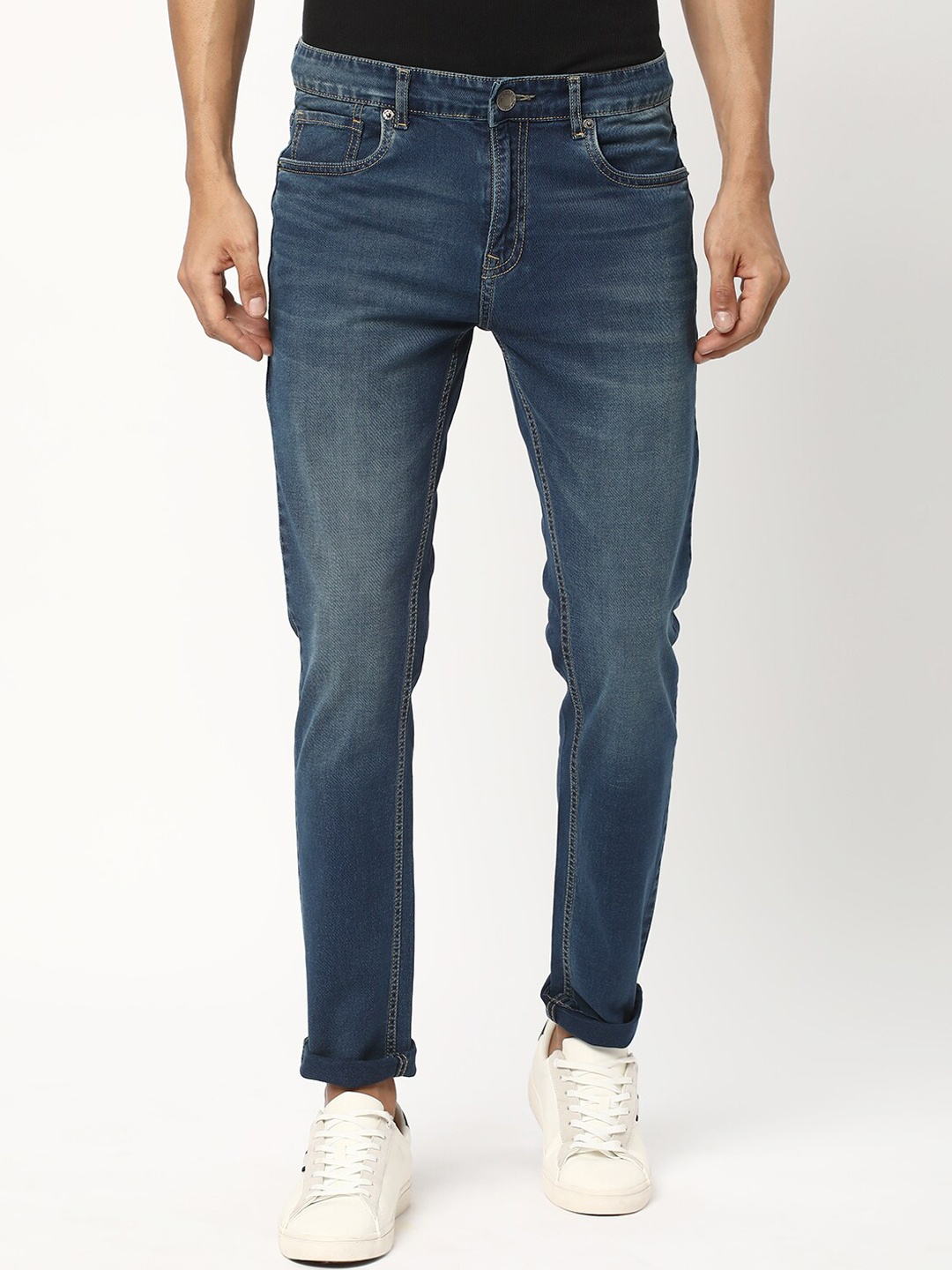 

R&B Men Blue Skinny Fit Mid-Rise Clean Look Cotton Jeans