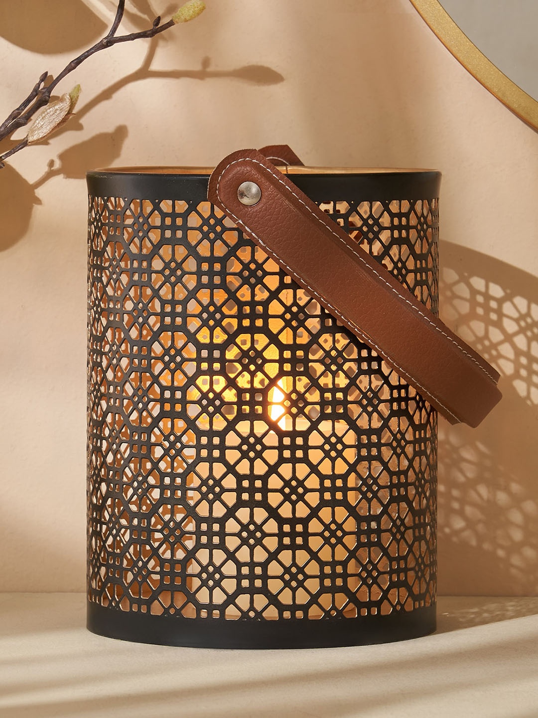 

Home Centre Black Cut Work Iron Hanging Lantern