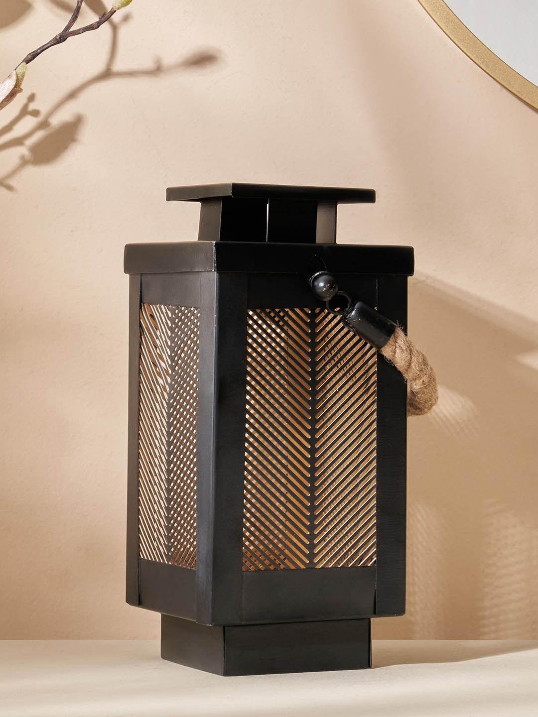 

Home Centre Aerin Black Cut Work Hanging Iron T-Light Lantern