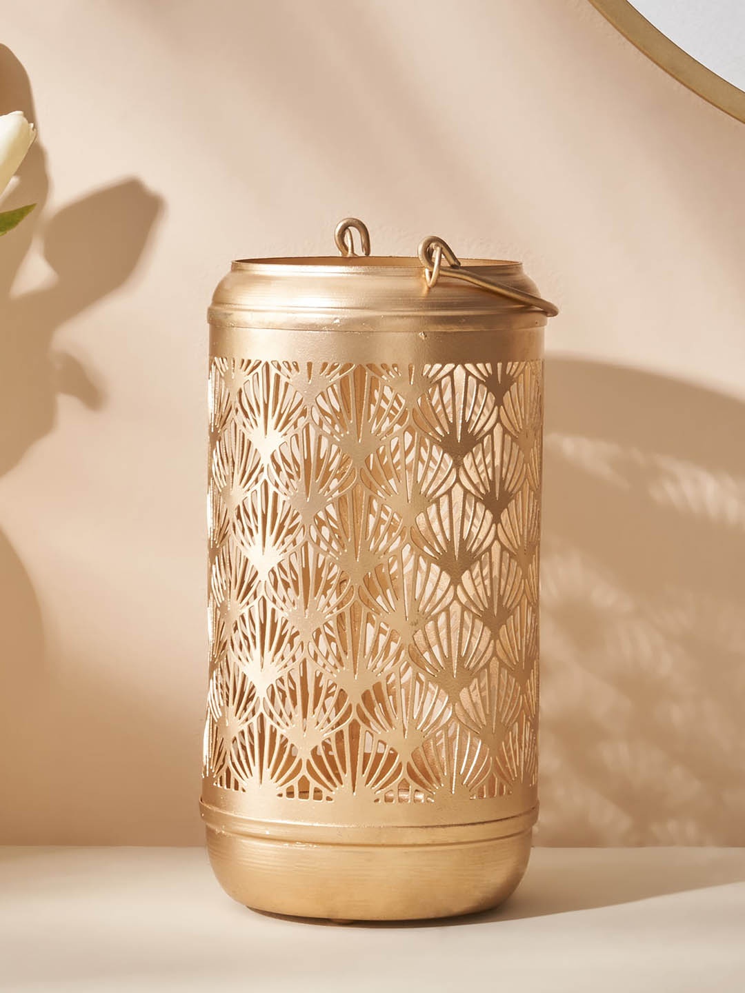 

Home Centre Aerin Gold Toned Cut-Out Detailed Hanging Lantern Candle Holder