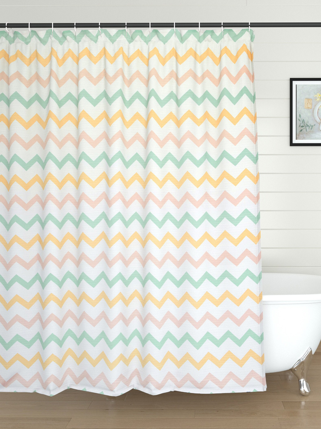

Home Centre White Print Shower Curtain with Rings