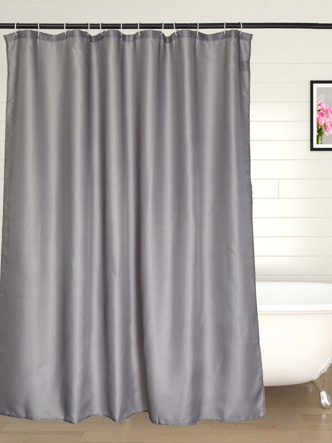 

Home Centre Grey Printed Jacquard Shower Curtain