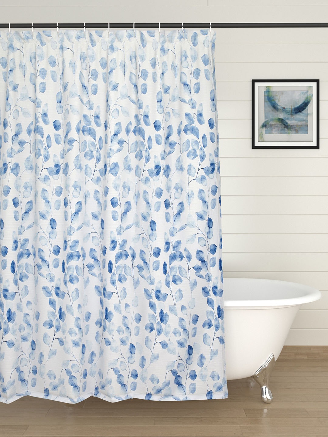 

Home Centre Blue & White Floral Printed Shower Curtain With Rings