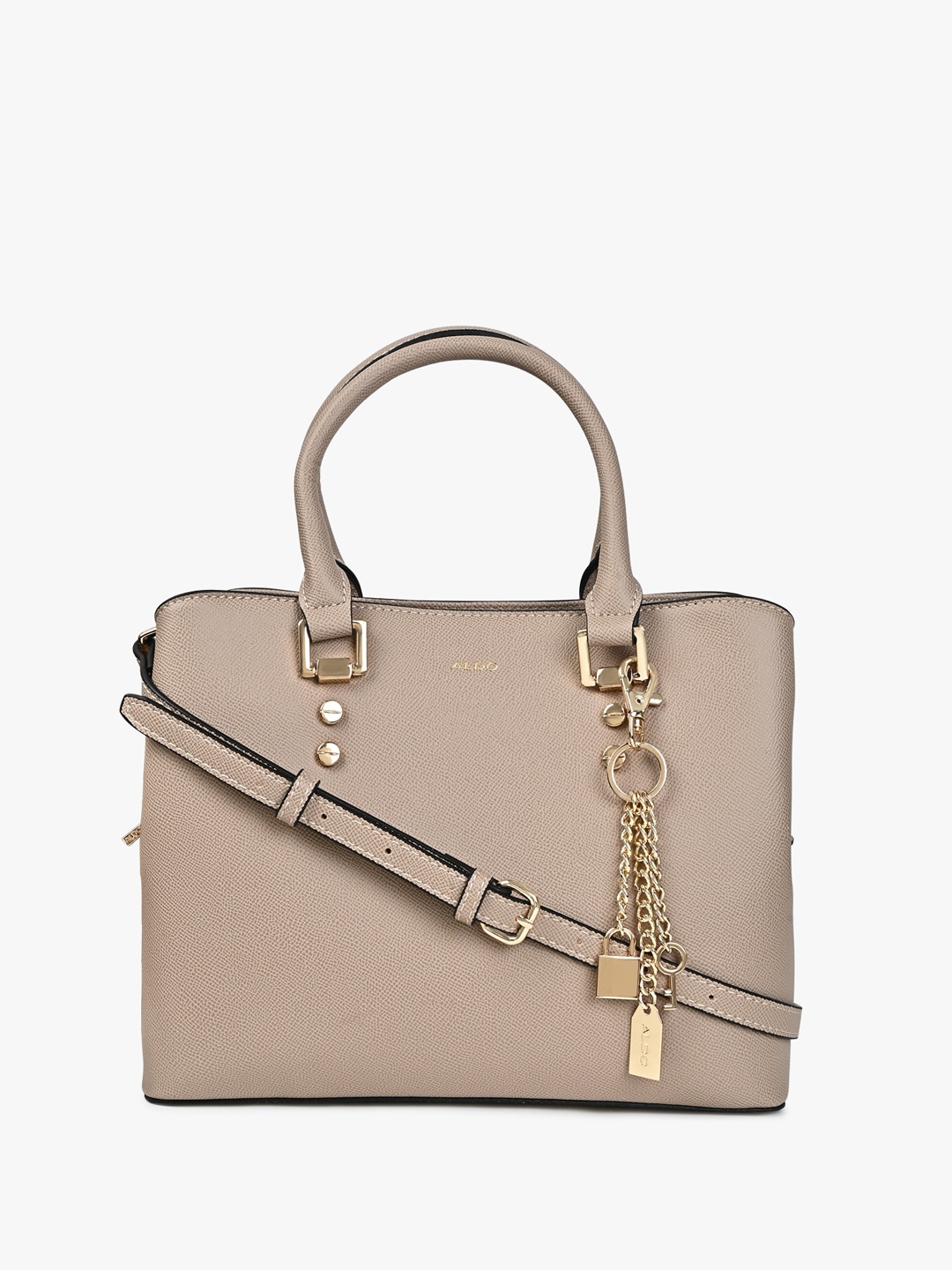 

ALDO Structured Embellished Satchel Bag, Beige