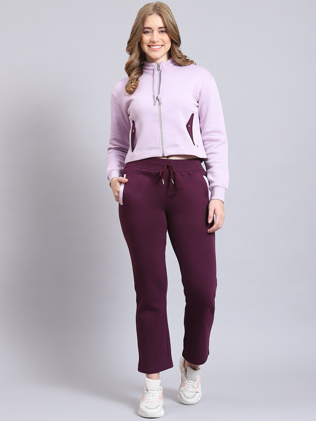 

Monte Carlo Mock Collar Sweatshirt & Pants, Purple