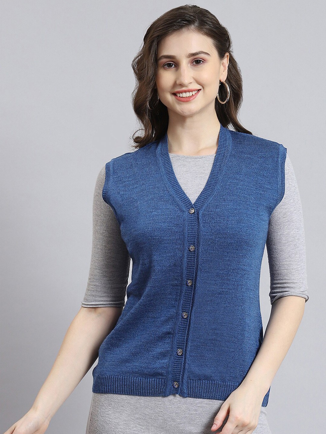 

Monte Carlo Sleeveless Woollen Cardigan, Blue