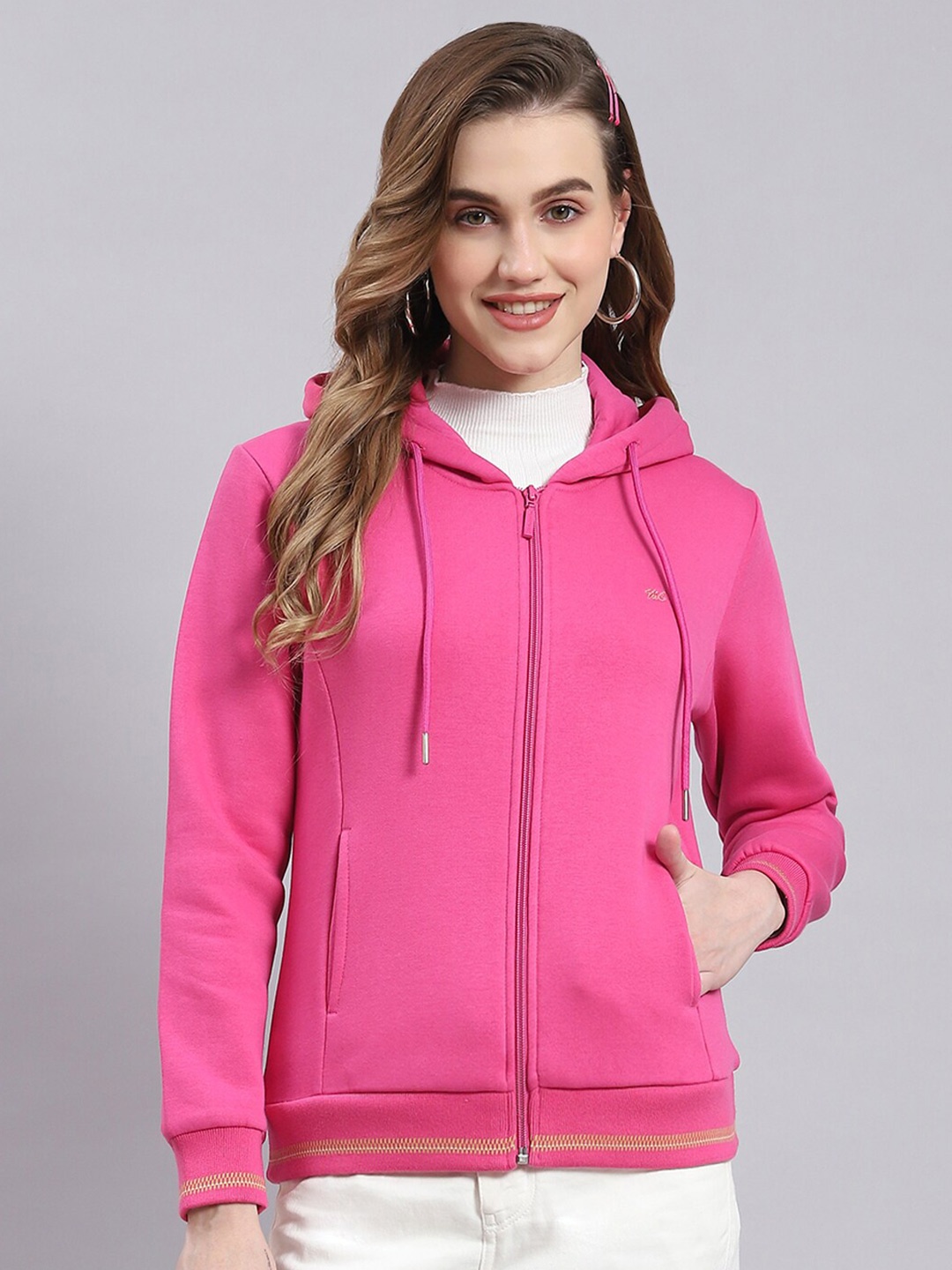 

Monte Carlo Hooded Front-Open Sweatshirt, Pink