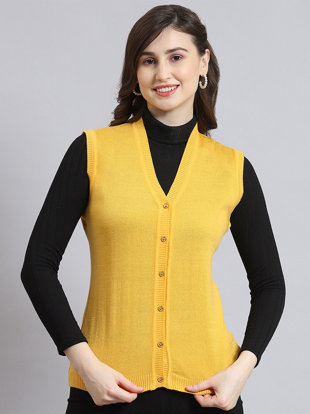 

Monte Carlo V-Neck Cardigan Sweater, Yellow