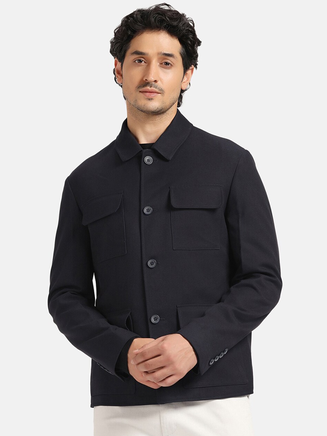 

Blackberrys Shirt Collar Cotton 2 Piece Suit, Navy blue