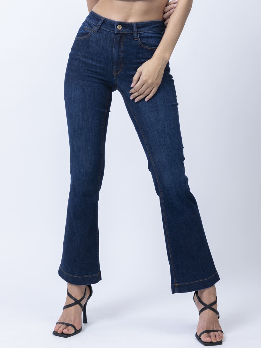 

GUESS Women High-Rise Bootcut Denim Jeans, Blue