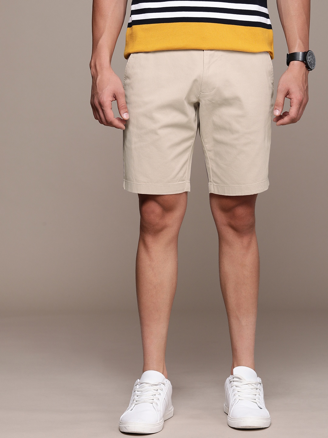 

Nautica Men Self Design Mid-Rise Chino Shorts, Beige