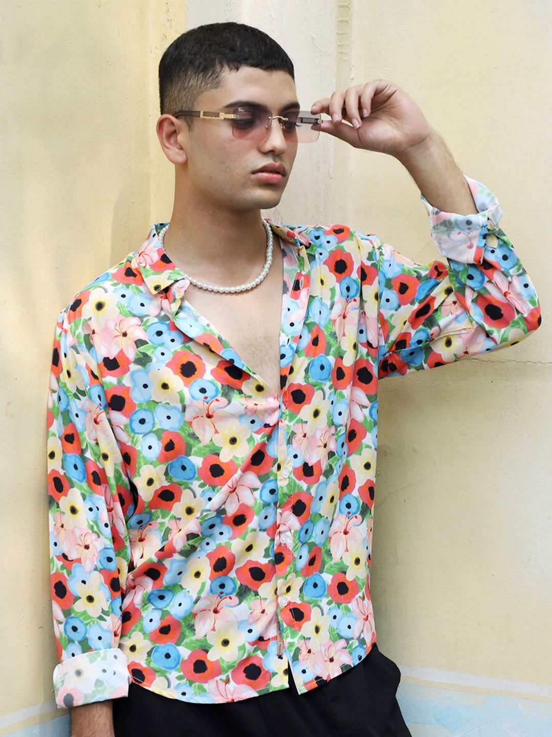 

Campus Sutra Classic Floral Printed Casual Shirt, Blue