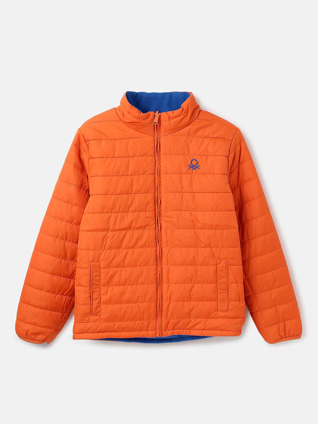

United Colors of Benetton Boys Mock Collar Regular Fit Reversible Padded Jacket, Multi
