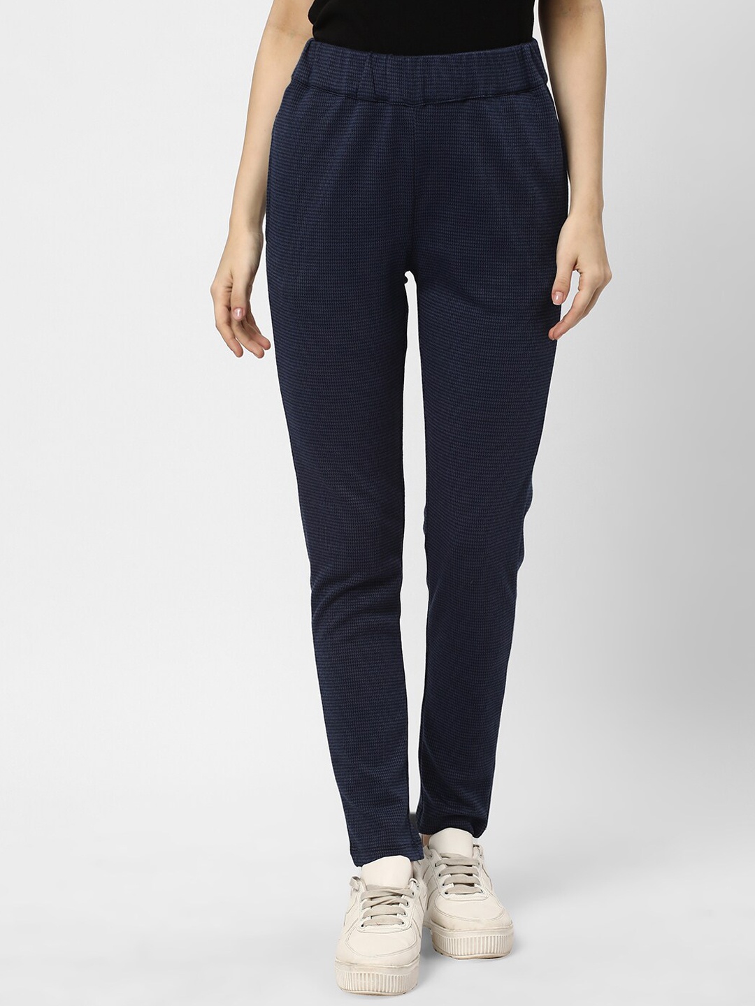 

R&B Women Self Design Track Pants, Blue