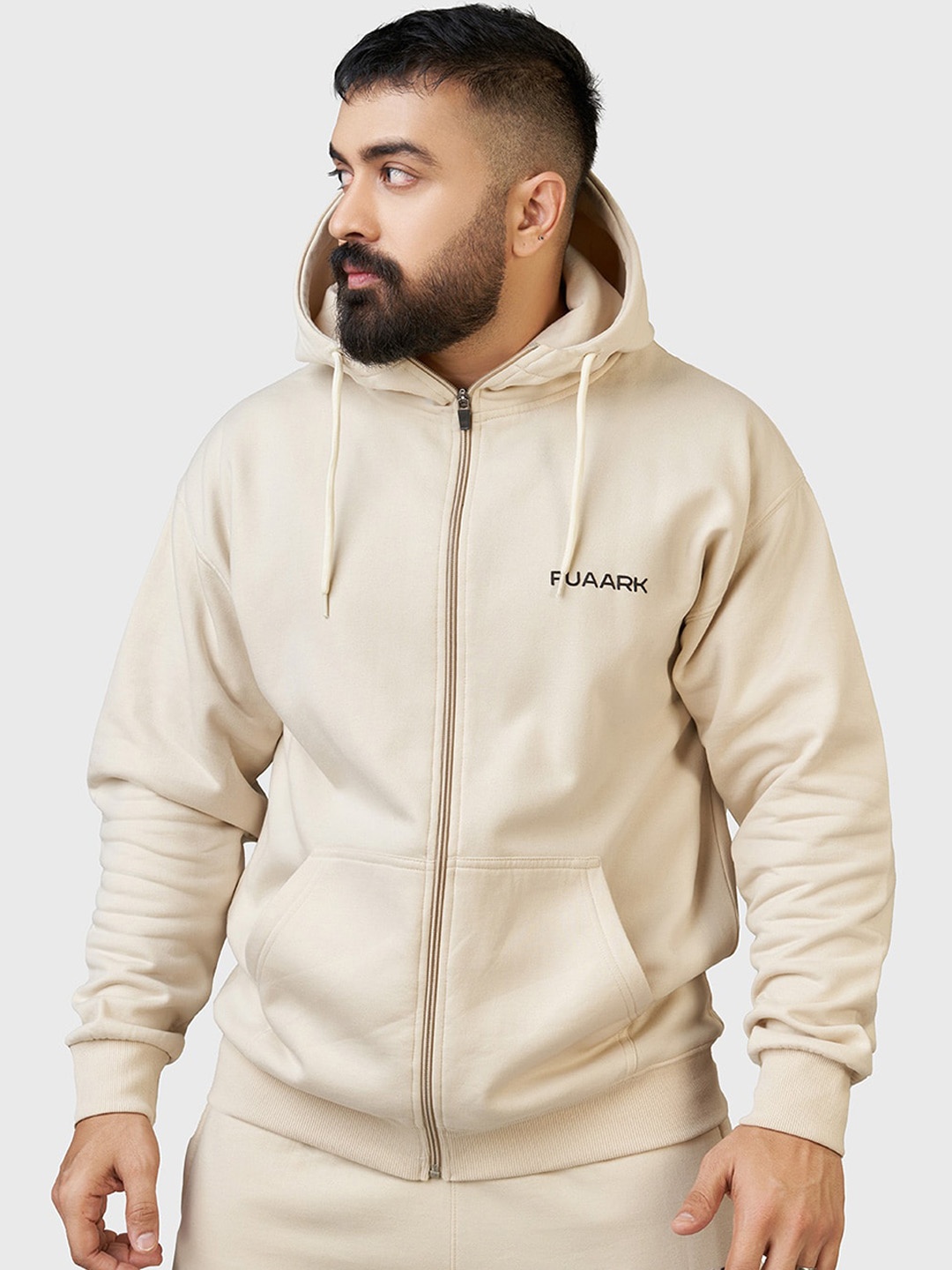 

FUAARK Hooded Lightweight Training or Gym Sporty Jacket, Beige