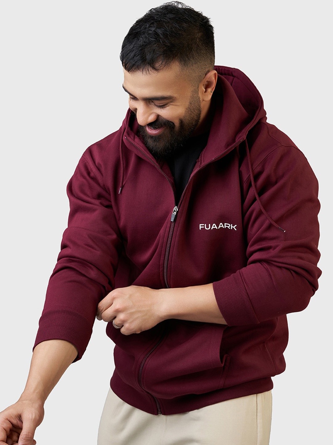 

FUAARK Hooded Lightweight Training or Gym Sporty Jacket, Maroon