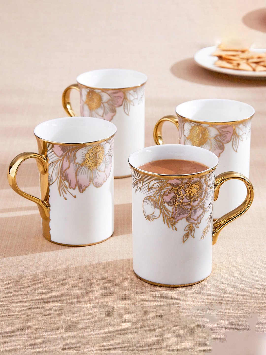 

Home Centre White 4 Pieces Bone China Core Mugs 390ml Each