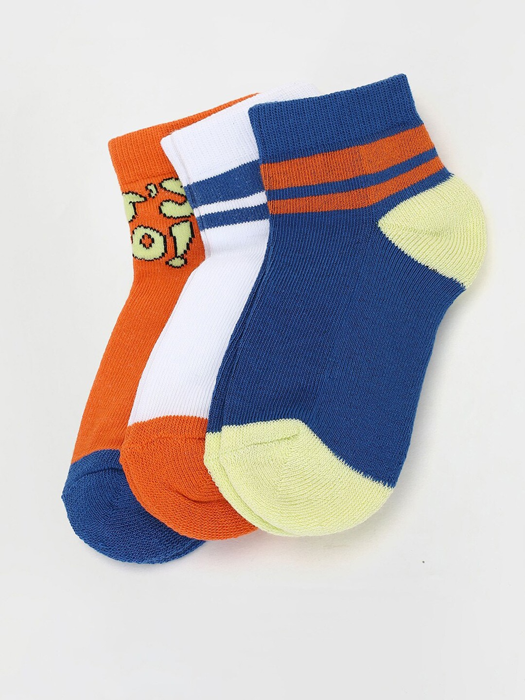 

max Boys Pack Of 3 Colorblocked Ankle-Length Socks, Orange