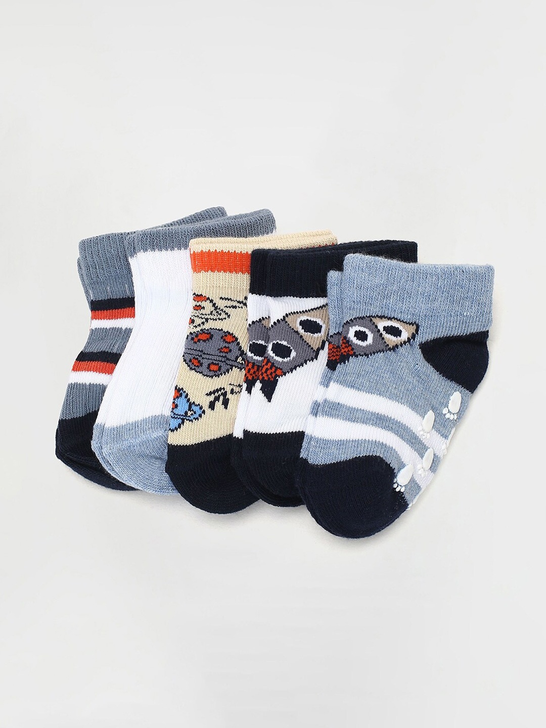 

max Infant Boys Pack of 5 Printed Ankle Length Socks, Blue